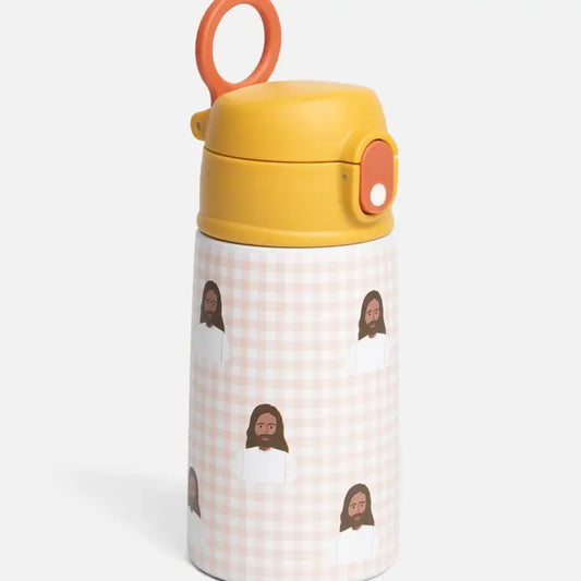 Orange 13.5oz Gingham Jesus Water Bottle