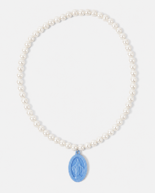 Pearl Miraculous Medal Plastic Children's Necklace