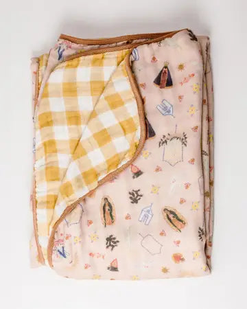 Pink Marian Deluxe Muslin Baby Blanket Quilt