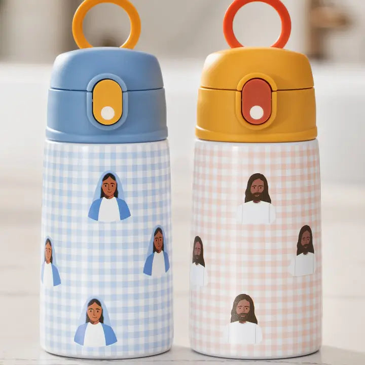 Blue 13.5oz Gingham Mary Water Bottle