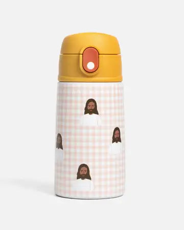 Orange 13.5oz Gingham Jesus Water Bottle