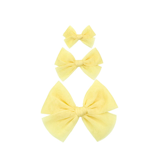 Tulle Bow - Lemon Pigtail Set