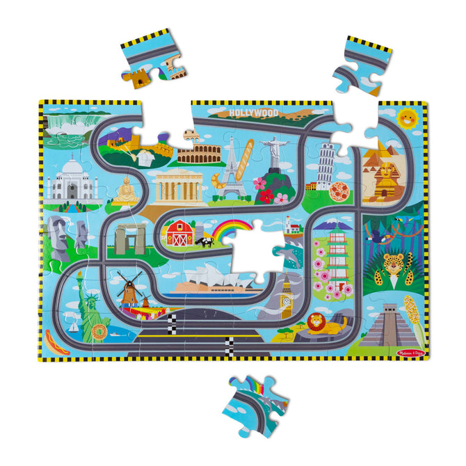 Race Around the World Tracks Floor Puzzle