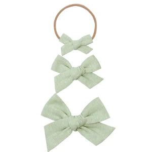 Linen Bow- Sage Headband