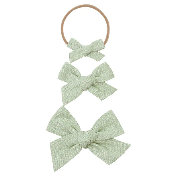 Linen Bow- Sage Headband