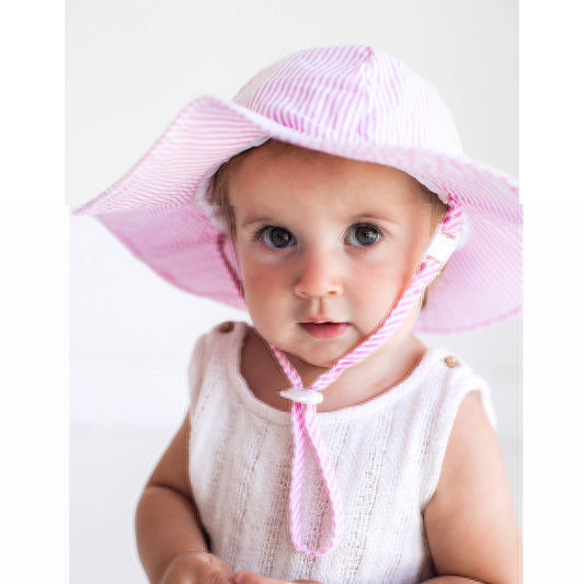 Pink Seersucker Sunhat UPF 50+
