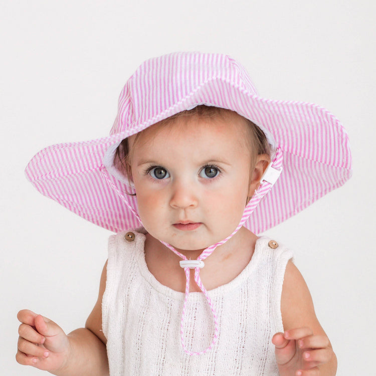 Pink Seersucker Sunhat UPF 50+