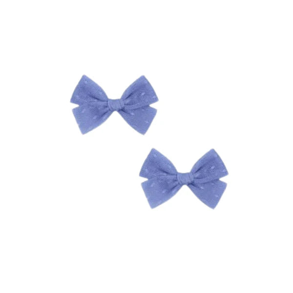 Tulle Bow - Periwinkle Dot Pigtail Set