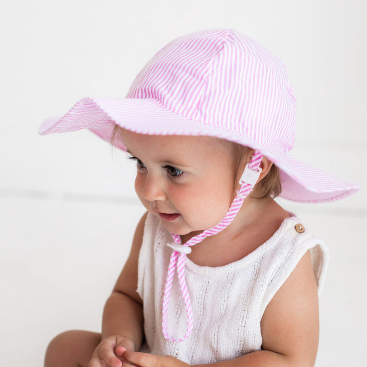 Pink Seersucker Sunhat UPF 50+