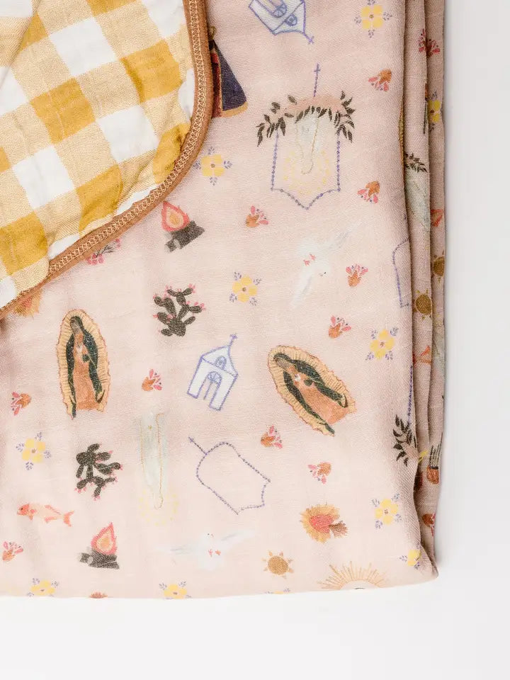 Pink Marian Deluxe Muslin Baby Blanket Quilt