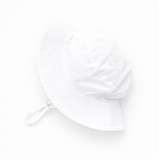 White Seersucker Bucket Hat UPF 50+