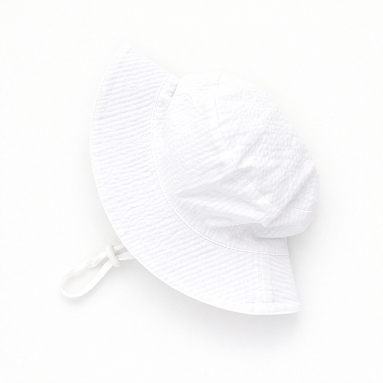 White Seersucker Bucket Hat UPF 50+