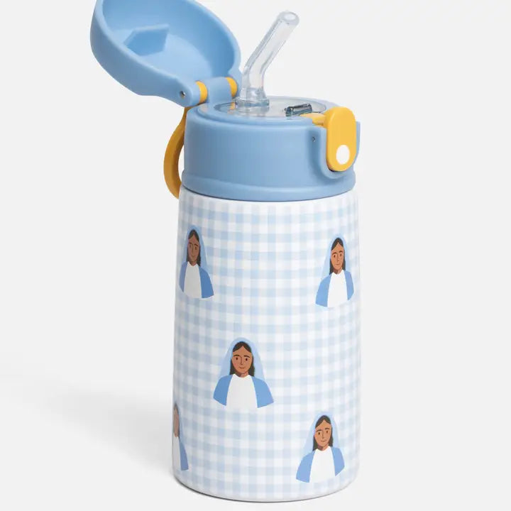 Blue 13.5oz Gingham Mary Water Bottle