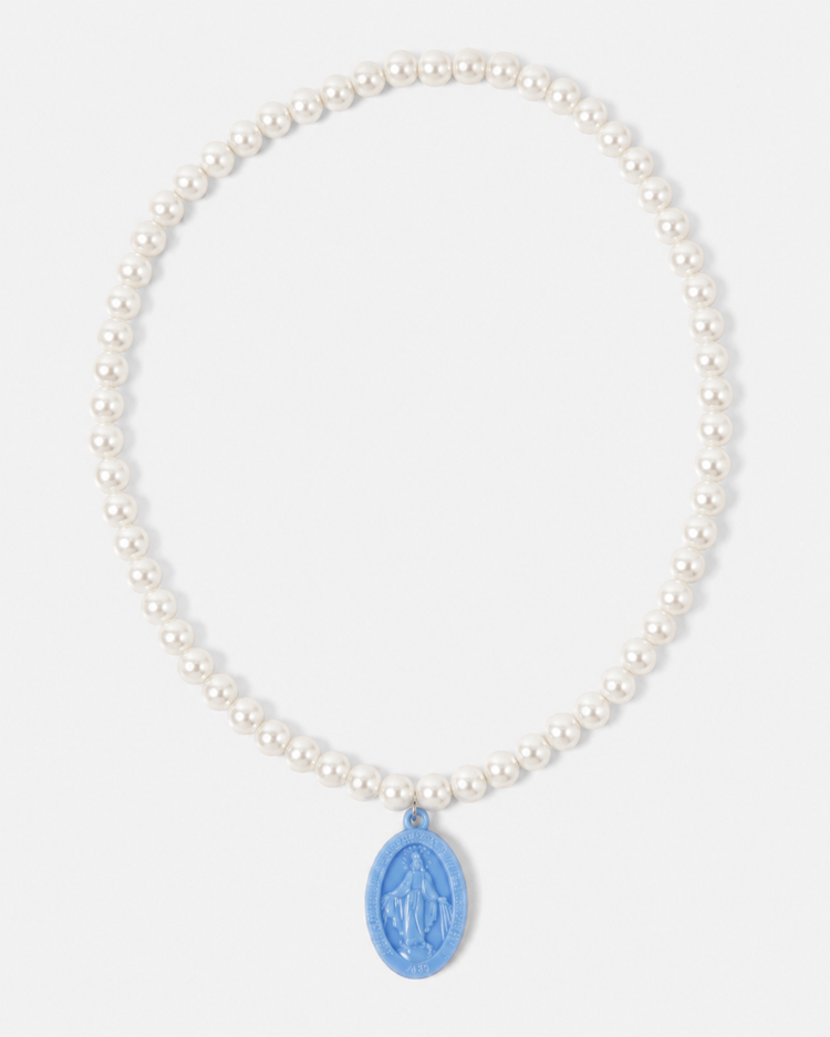 Pearl Miraculous Medal Plastic Children's Necklace