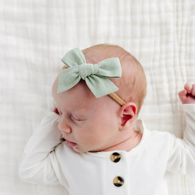 Linen Bow- Sage Headband