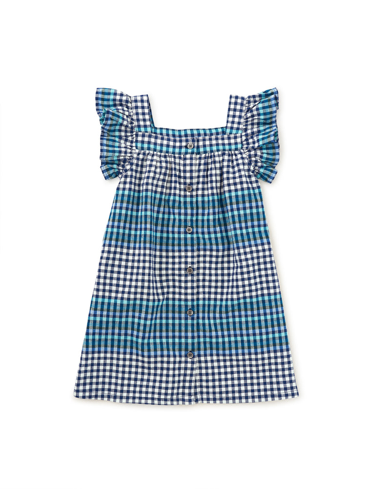 Boat Neck Buttoned Woven Dress