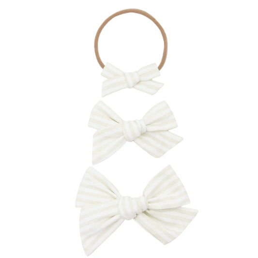 Classic Bow - Ivory Stripe Headband