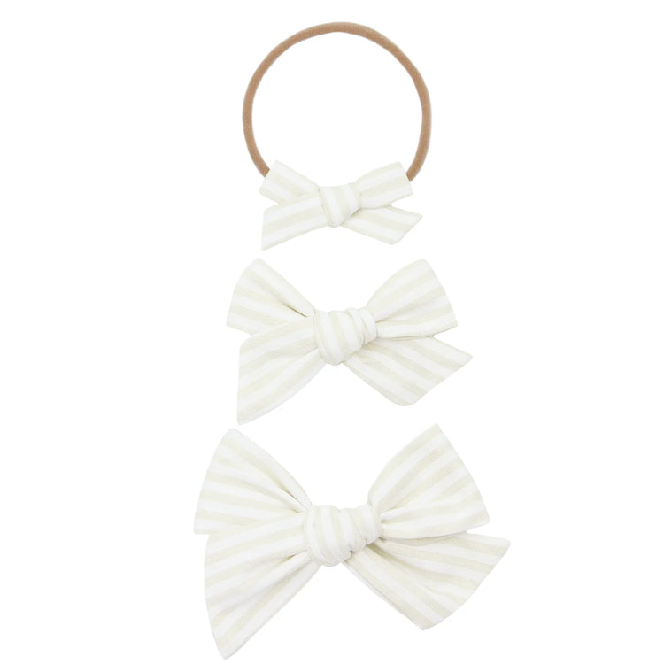 Classic Bow - Ivory Stripe Headband
