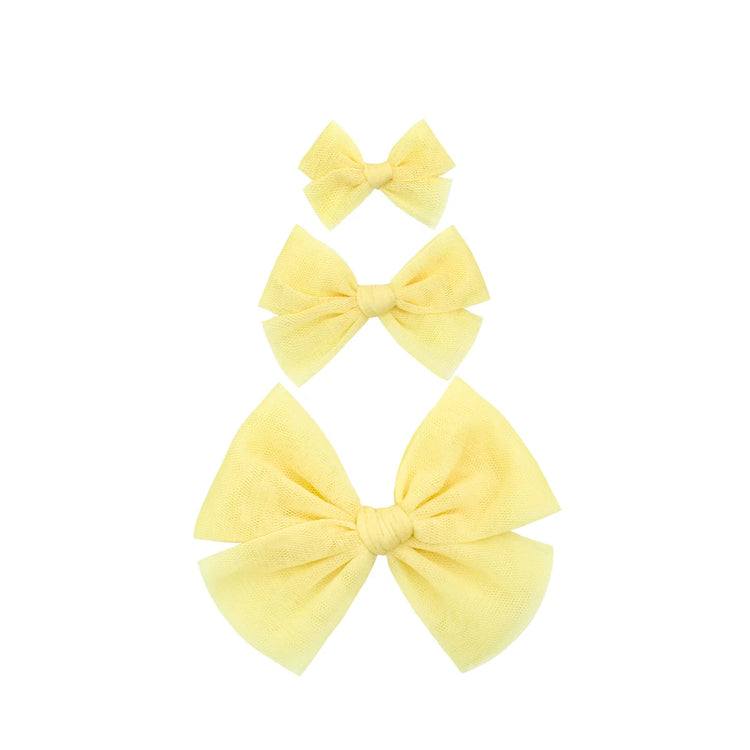 Tulle Bow - Lemon Pigtail Set
