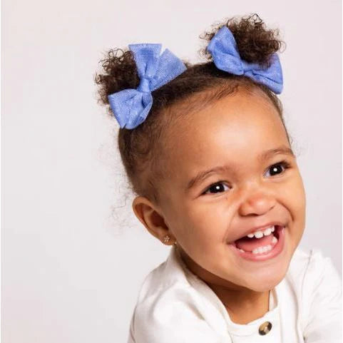 Tulle Bow - Periwinkle Dot Pigtail Set