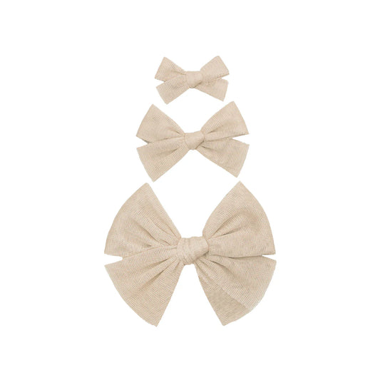 Tulle Bow - Sand Pigtail Set