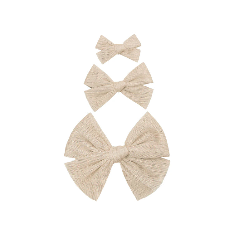 Tulle Bow - Sand Pigtail Set