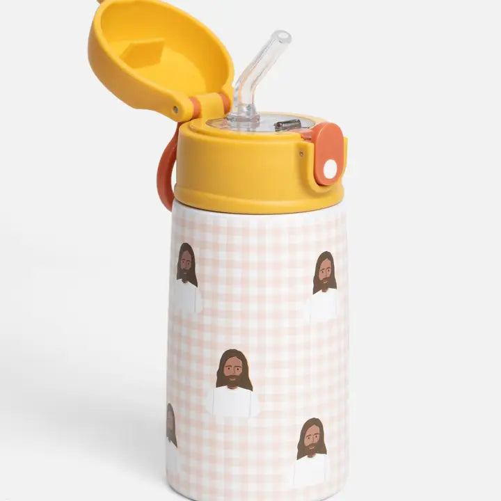 Orange 13.5oz Gingham Jesus Water Bottle