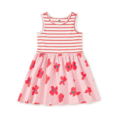 Print Mix Tank Skirted Dress