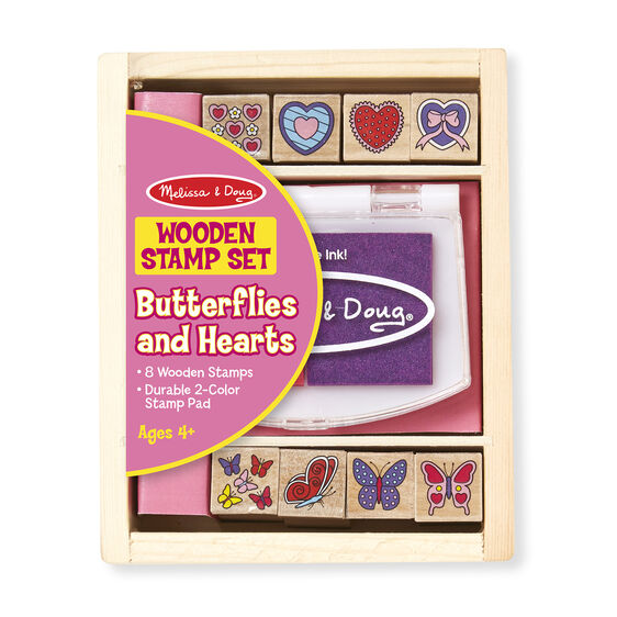 Wooden Stamp Set-Butterflies and Hearts