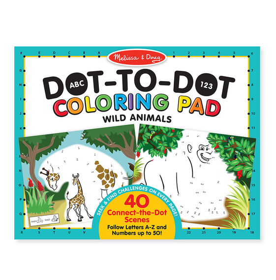 Dot-to-Dot Coloring Pad-Wild Animals